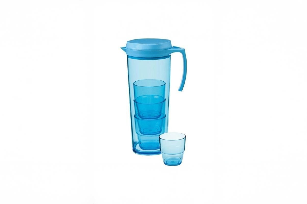 Kande blå med 4 glass 1,6 L GIMEX