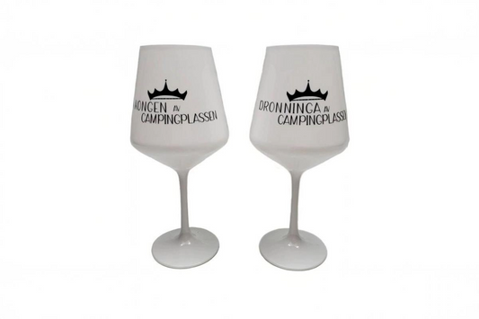 Glas vin sæt Kongen av camp+ Dronninga av camp
