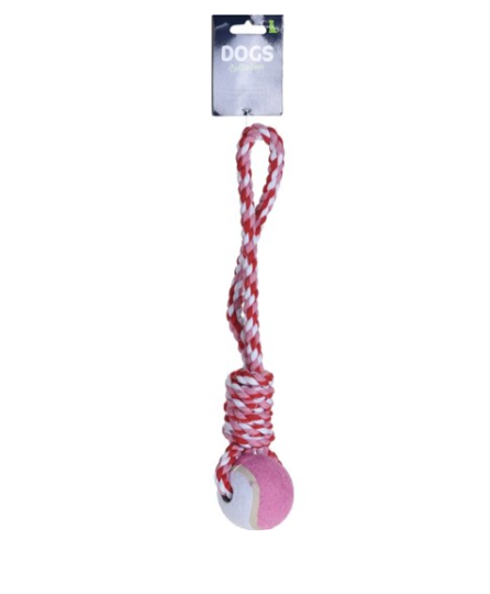 Hunde legetøj - tov m. bold 32cm ass. farver