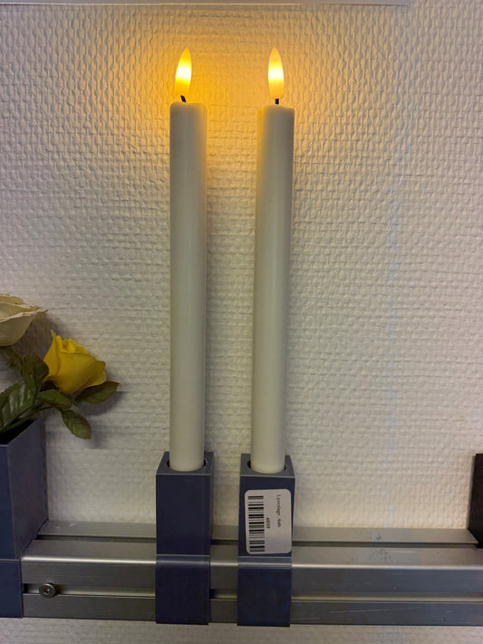 Plastik Led stagelys - Elfenbenshvid inkl. fjernbetjening