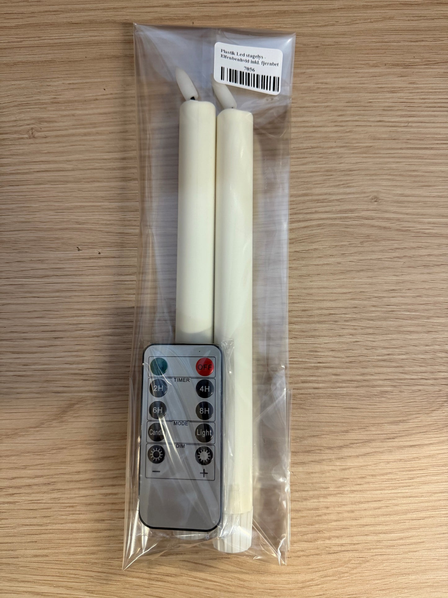 Plastik Led stagelys - Elfenbenshvid inkl. fjernbetjening