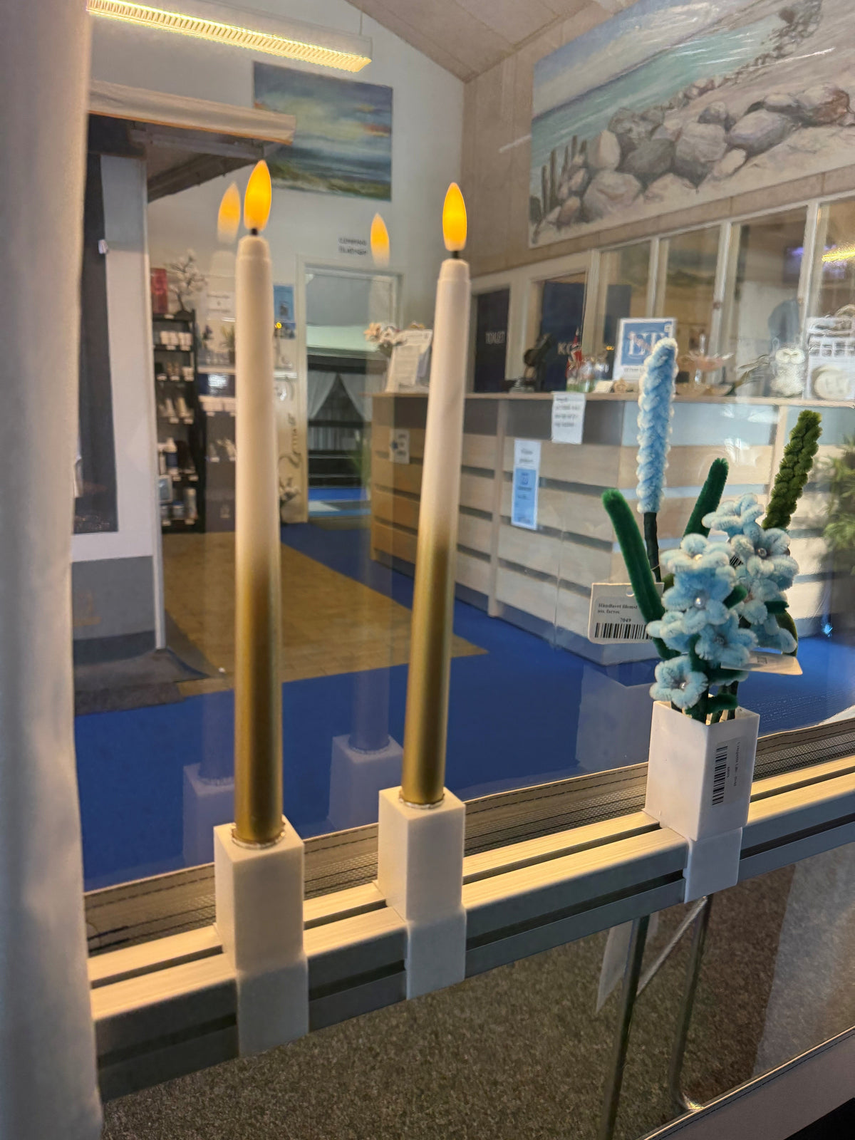 Plastik Led stagelys - Hvid/Guld 2stk
