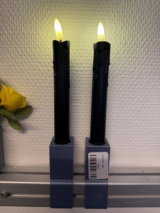 Plastik Led stagelys - Sort m. løbende stearin inkl. fjernbetjening