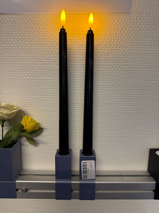 Plastik Led stagelys - Sort inkl. fjernbetjening