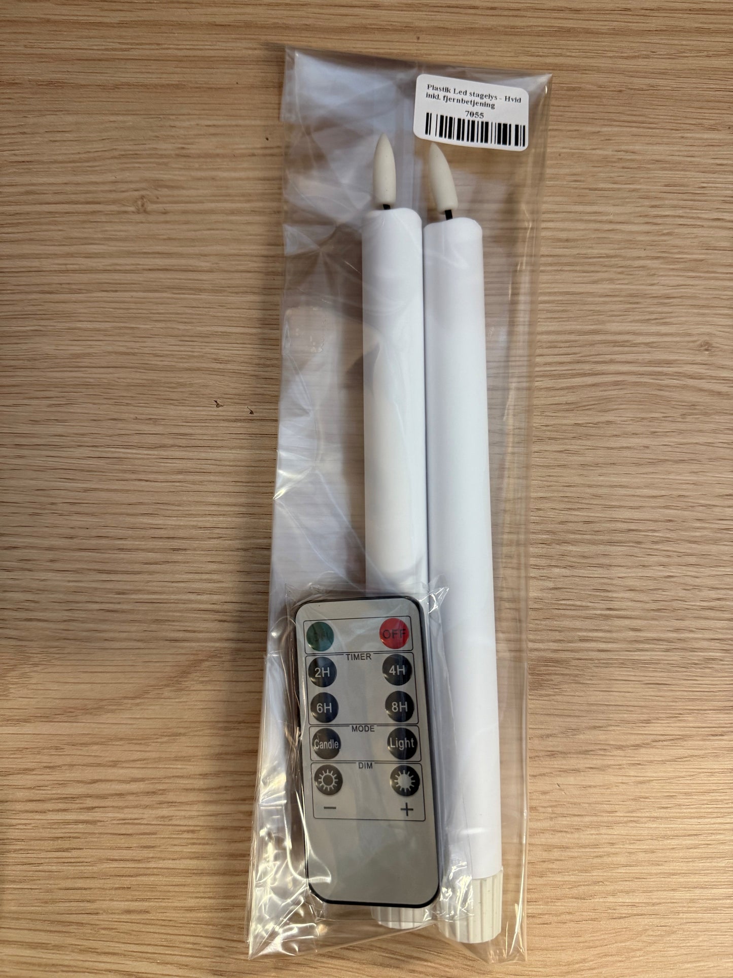 Plastik Led stagelys - Hvid inkl. fjernbetjening