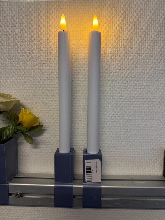 Plastik Led stagelys - Hvid inkl. fjernbetjening